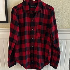 Abercrombie & Fitch Red and Black Plaid Button Down Shirt